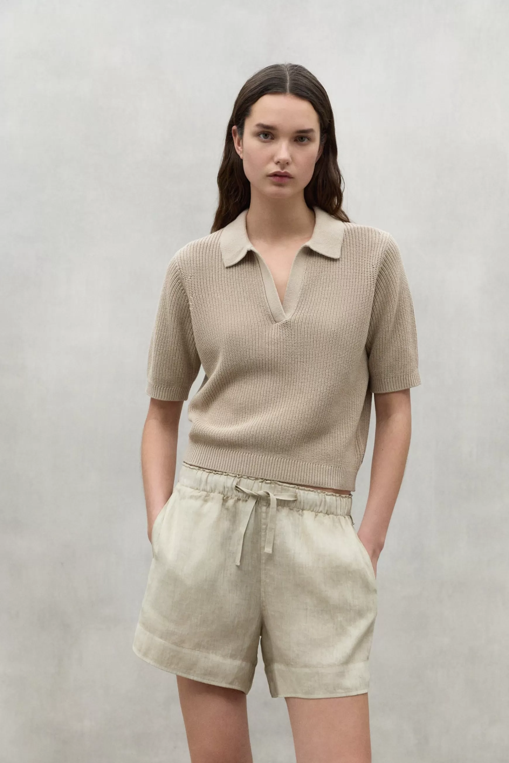 New BEIGE DEVA LINEN SHORTS Mujer Pantalones