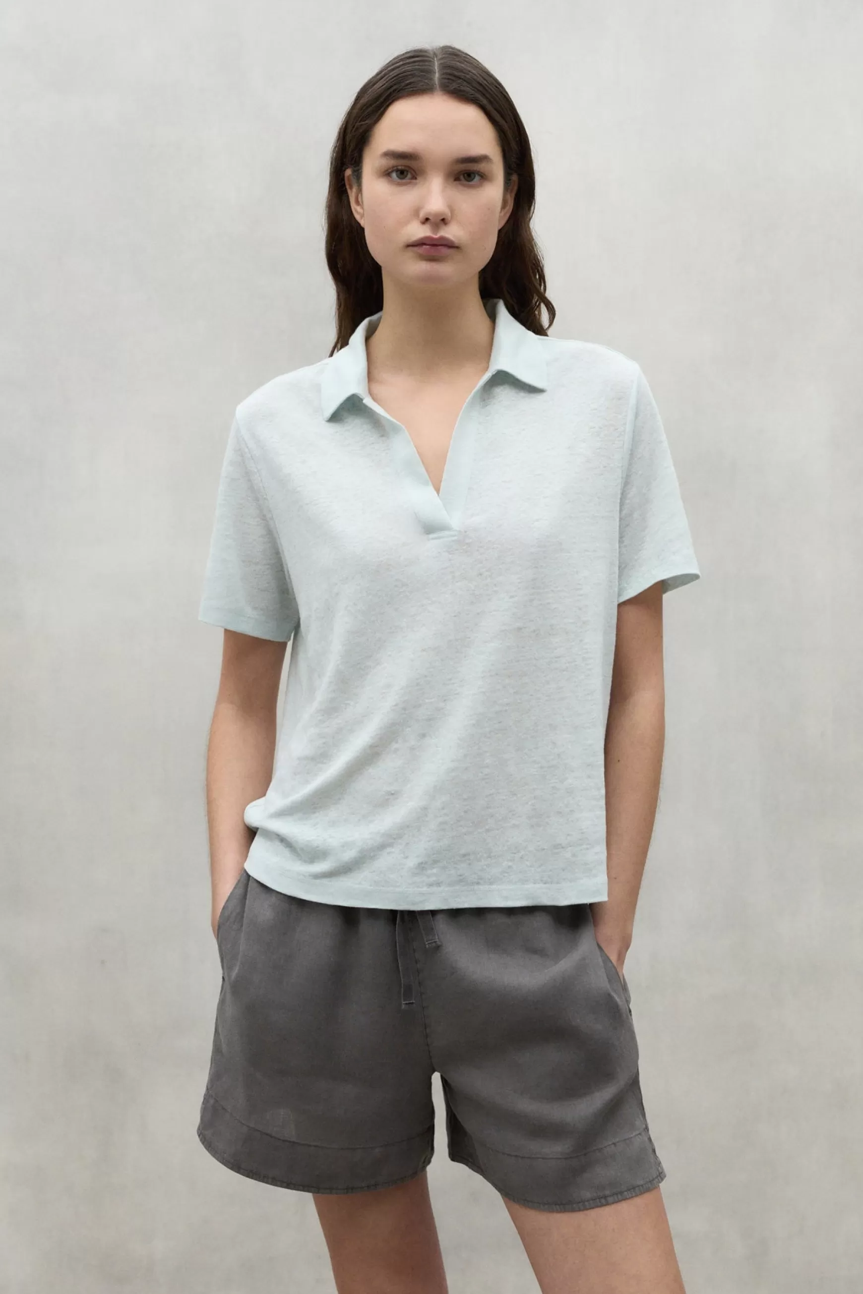 Sale BLUE TROMS LINEN T-SHIRT Mujer Camisetas