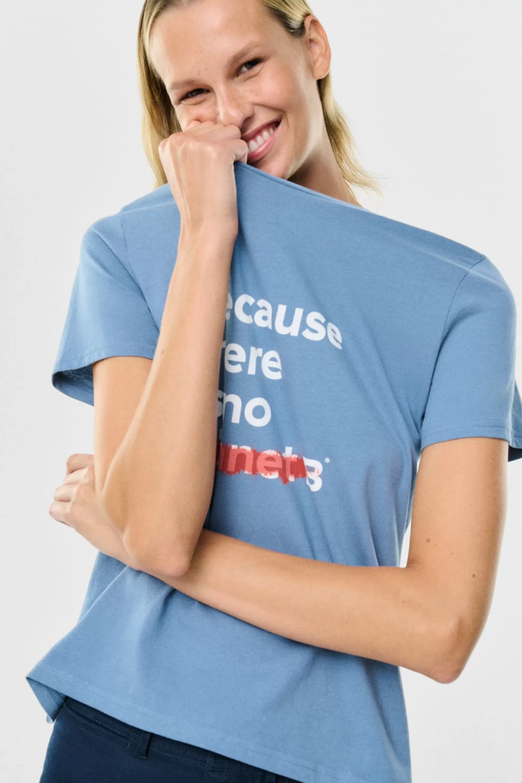 Cheap CAMISETA UNDERLINED AZUL Mujer Camisetas