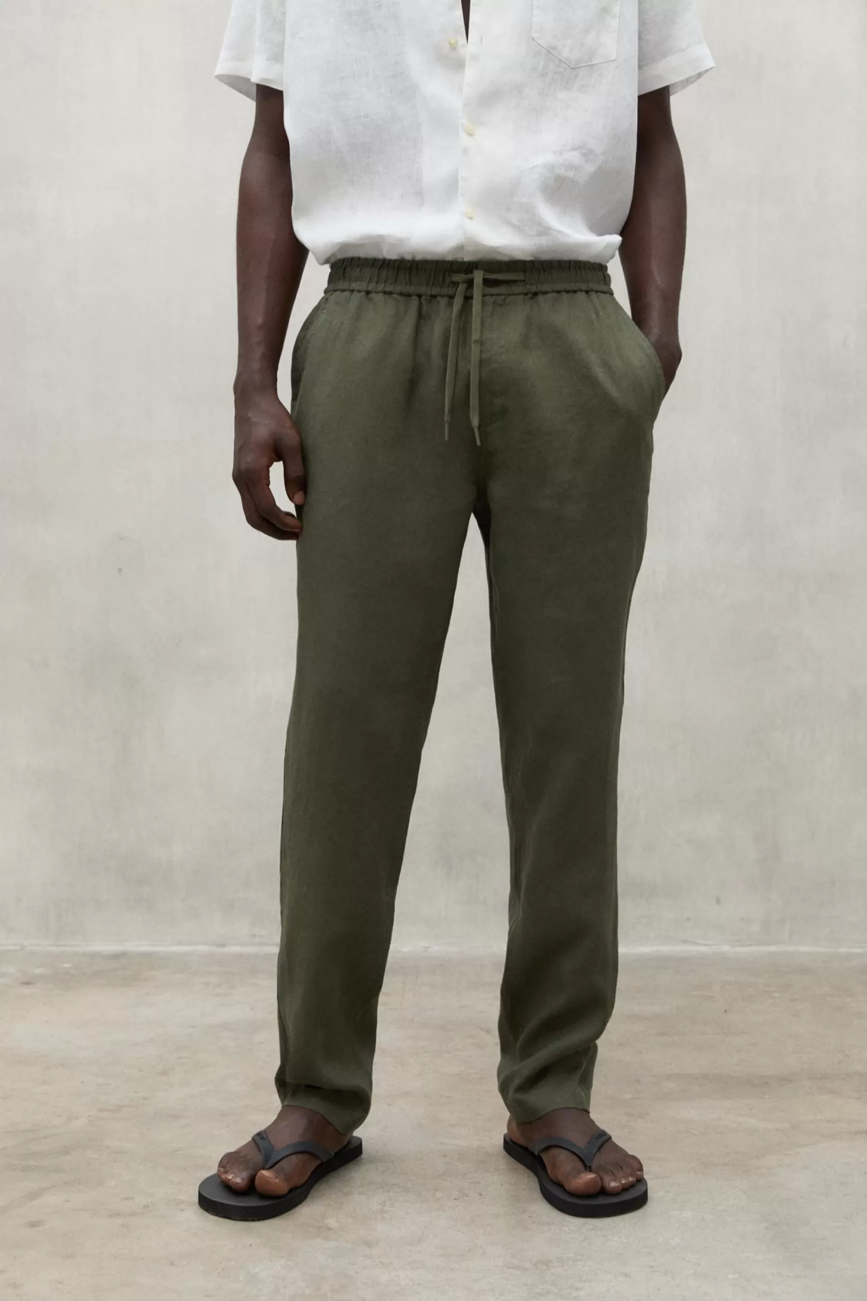 Hot GREEN ETHICA LINEN TROUSERS Hombre Pantalones