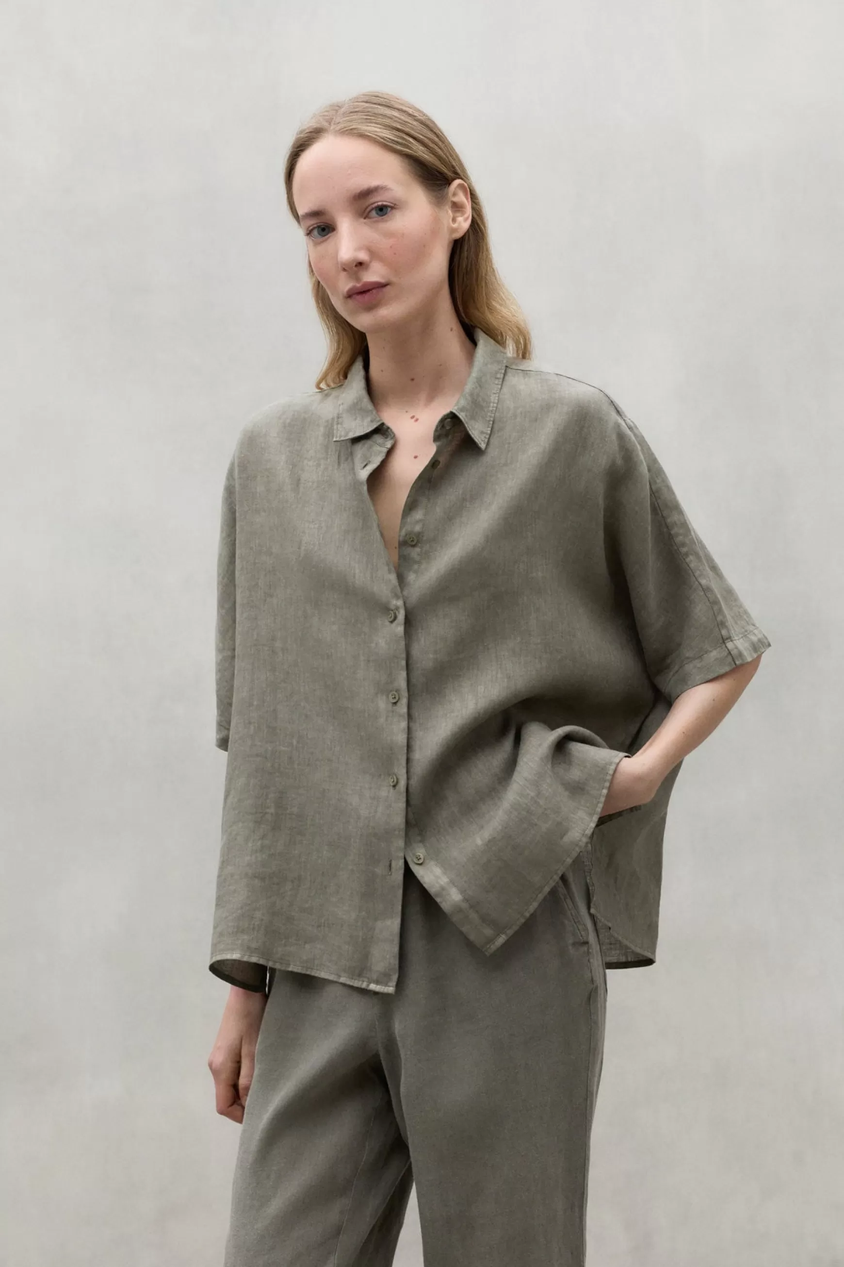 Online GREY MELANIA LINEN SHIRT Mujer Camisas