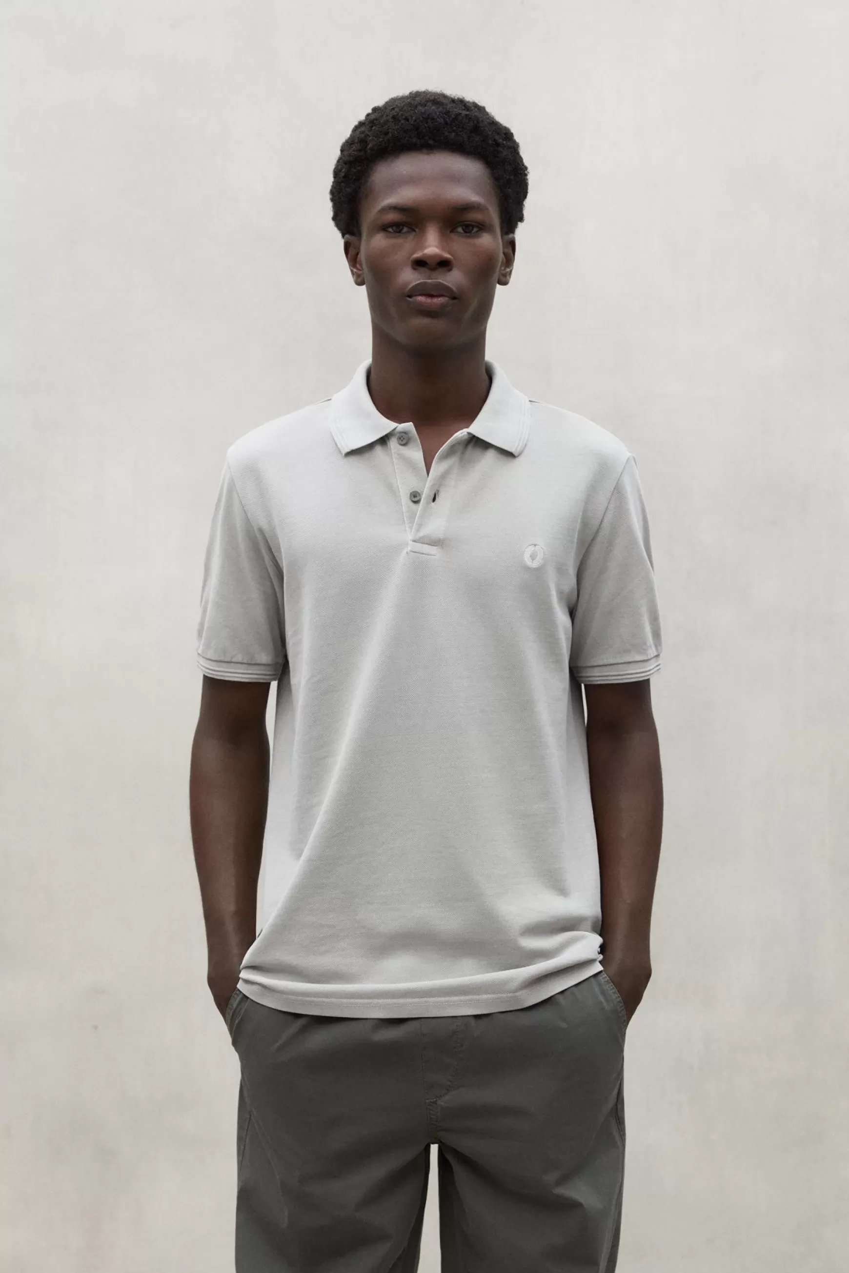 New LIGHT GREY TANO PIQUE POLO SHIRT Hombre Polos