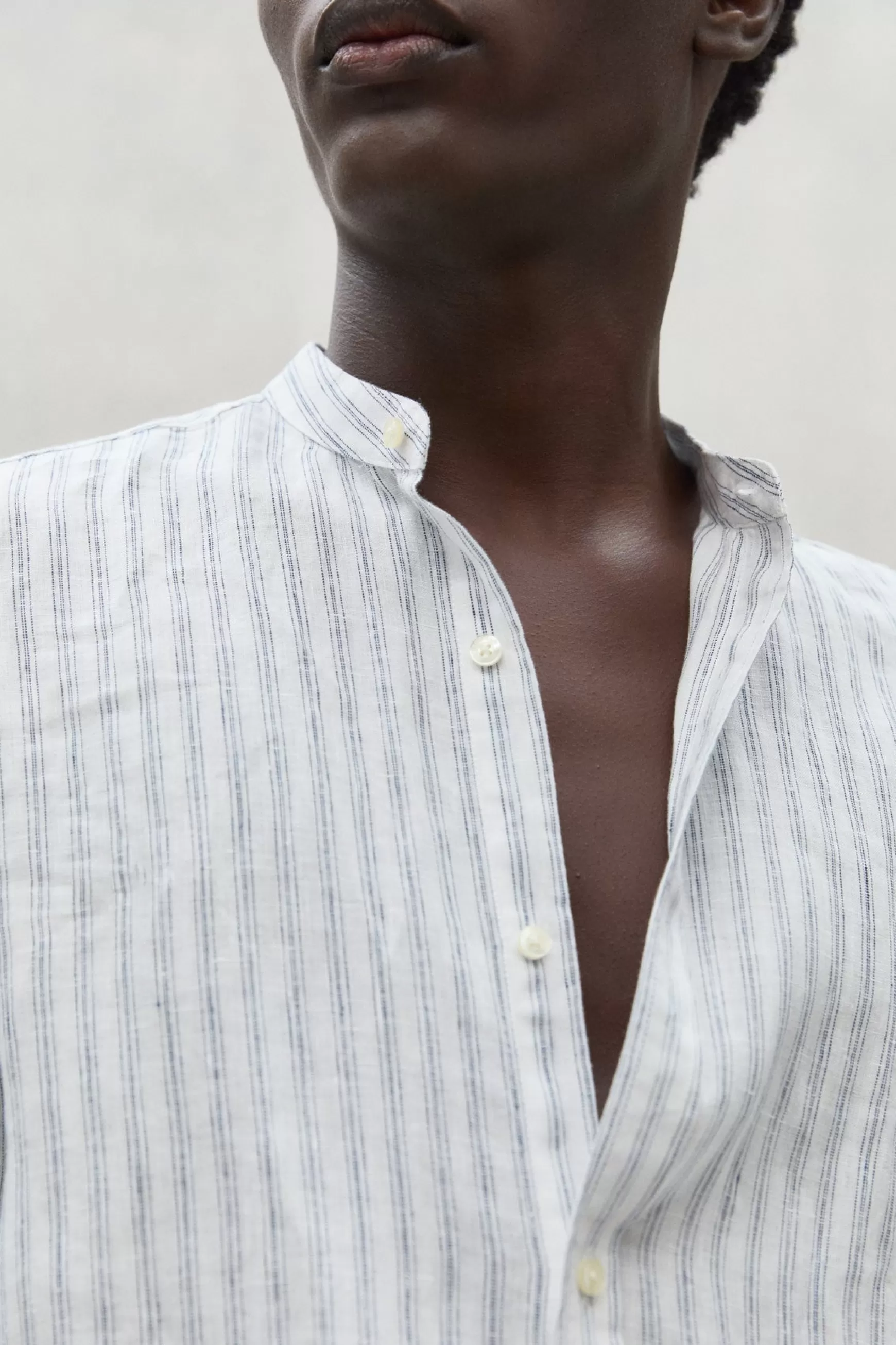 Clearance WHITE DAVID STRIPED LINEN SHIRT Hombre Camisas