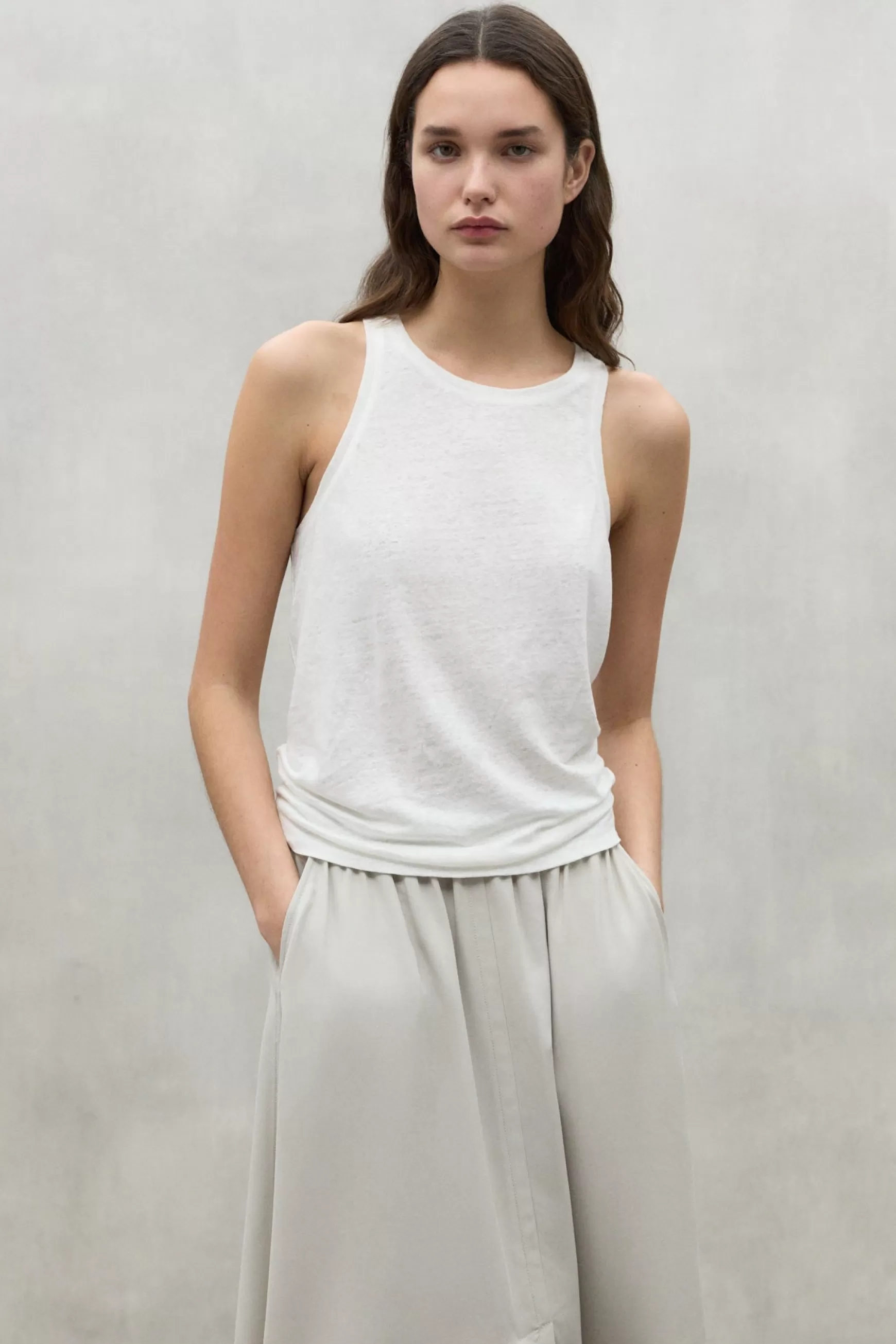 Sale WHITE HALDEN LINEN T-SHIRT Mujer Camisetas