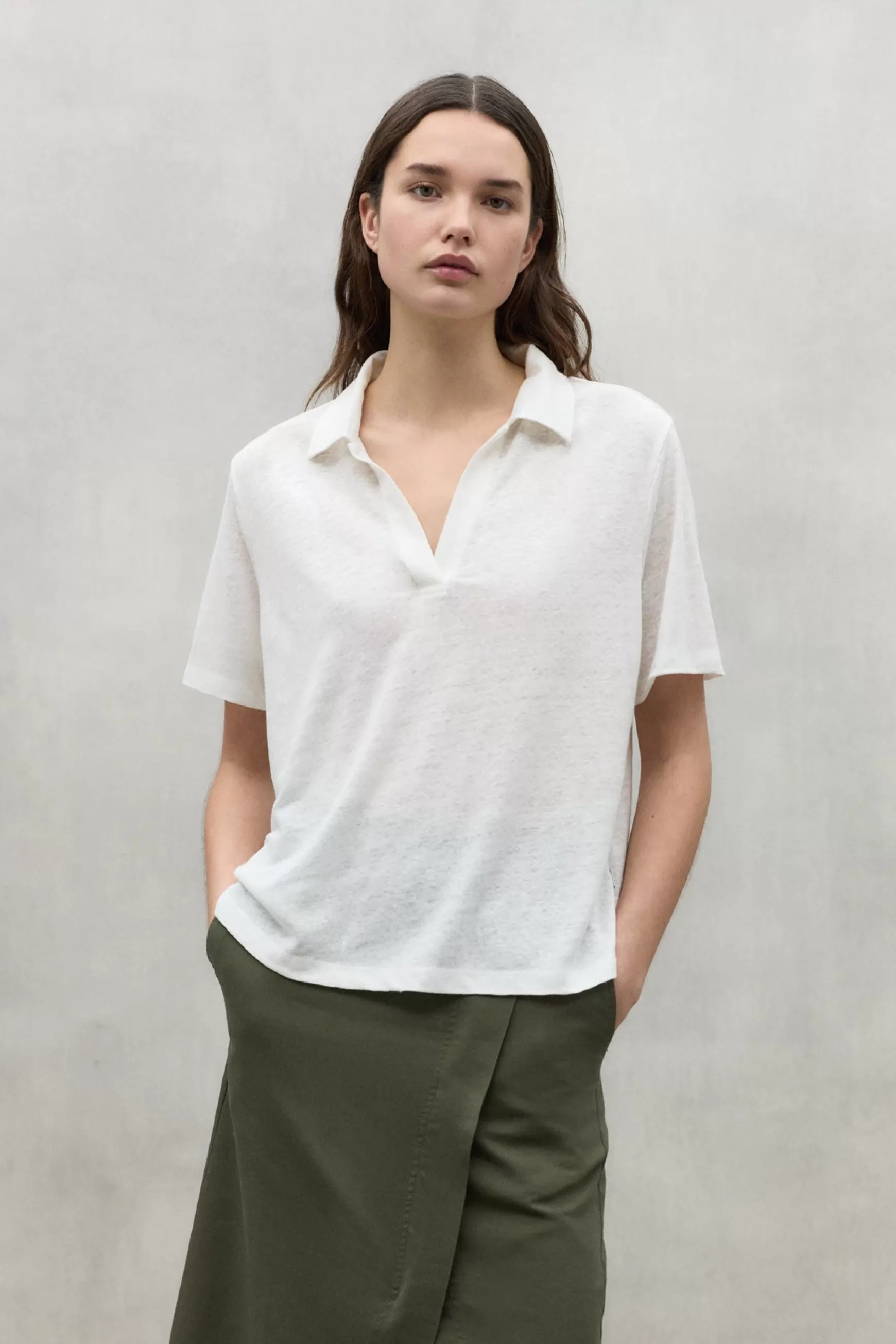 Clearance WHITE TROMS LINEN T-SHIRT Mujer Camisetas