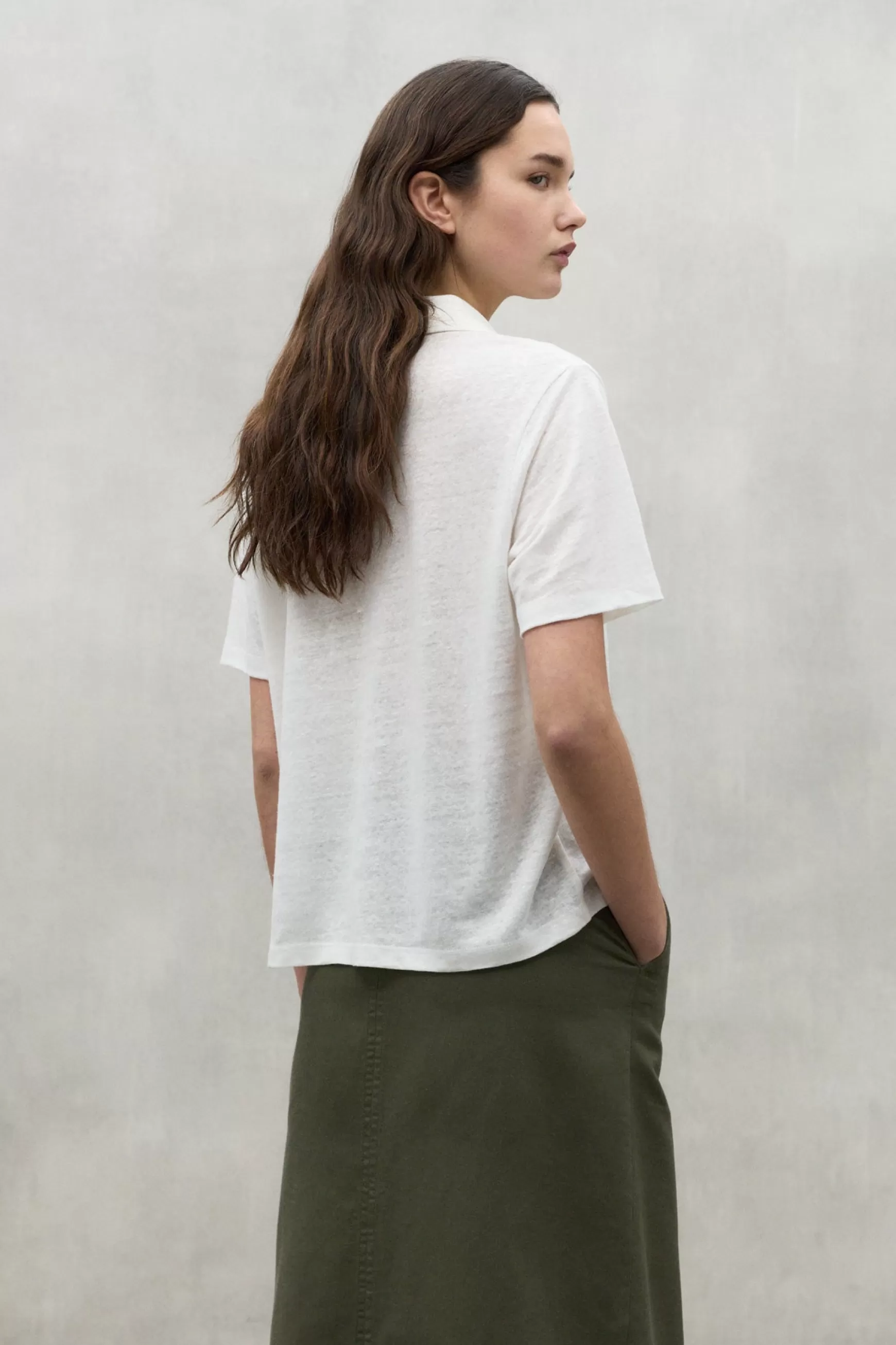 Clearance WHITE TROMS LINEN T-SHIRT Mujer Camisetas